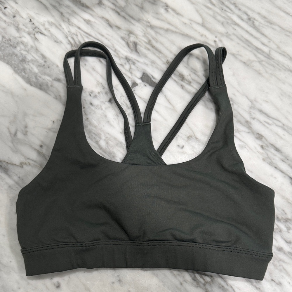 ALO Yoga Dark Charcoal Strappy Sports Bra